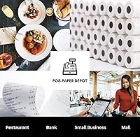 Vista 3 de Rollos de papel térmico de recibo de 2 1/4" x 230' (50 rollos) – Rollos de registro de bomba de gas. Compatible con quiosco DRB XPT. Papel de recibo
