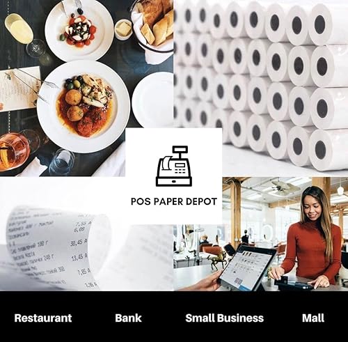 Miniatura 4 de Rollos de papel térmico para recibos sin BPA de 2 14 pulgadas x 50 pies (50 rollos)  Rollos de caja registradora POS se adaptan a todos los