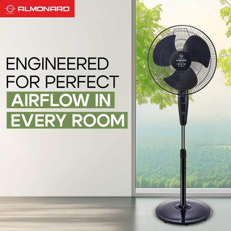 Image of Almonard | 16 inch (400mm) Supreme High Speed Pedestal fan - Black