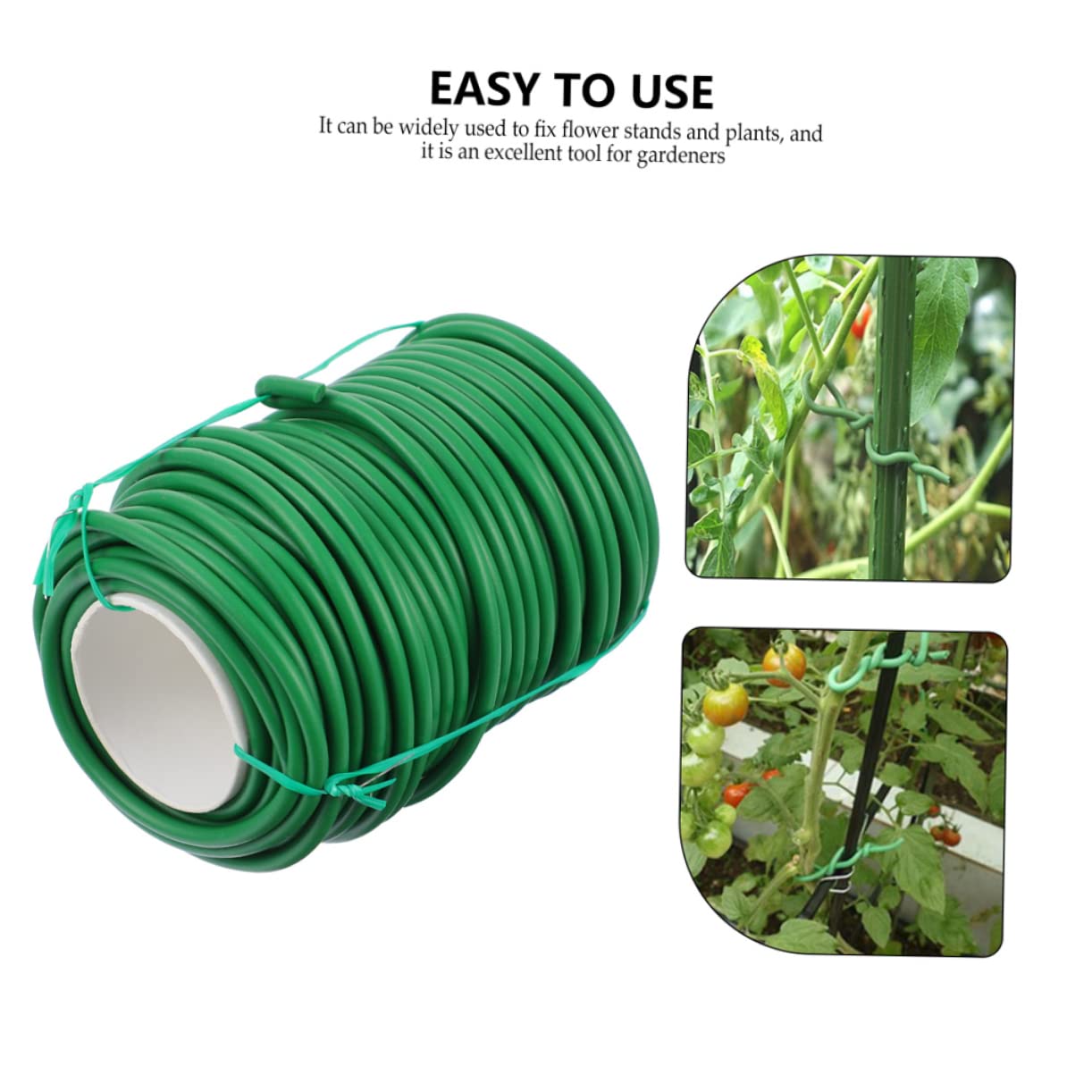 Toyvian Liens Souples pour Plantes de Jardin, 2 Rouleaux TPR Fer Vert | Attaches Réutilisables pour Arbustes et Vignes, Fixation des Fleurs, Usage Extérieur, Lot de 2 Rouleaux