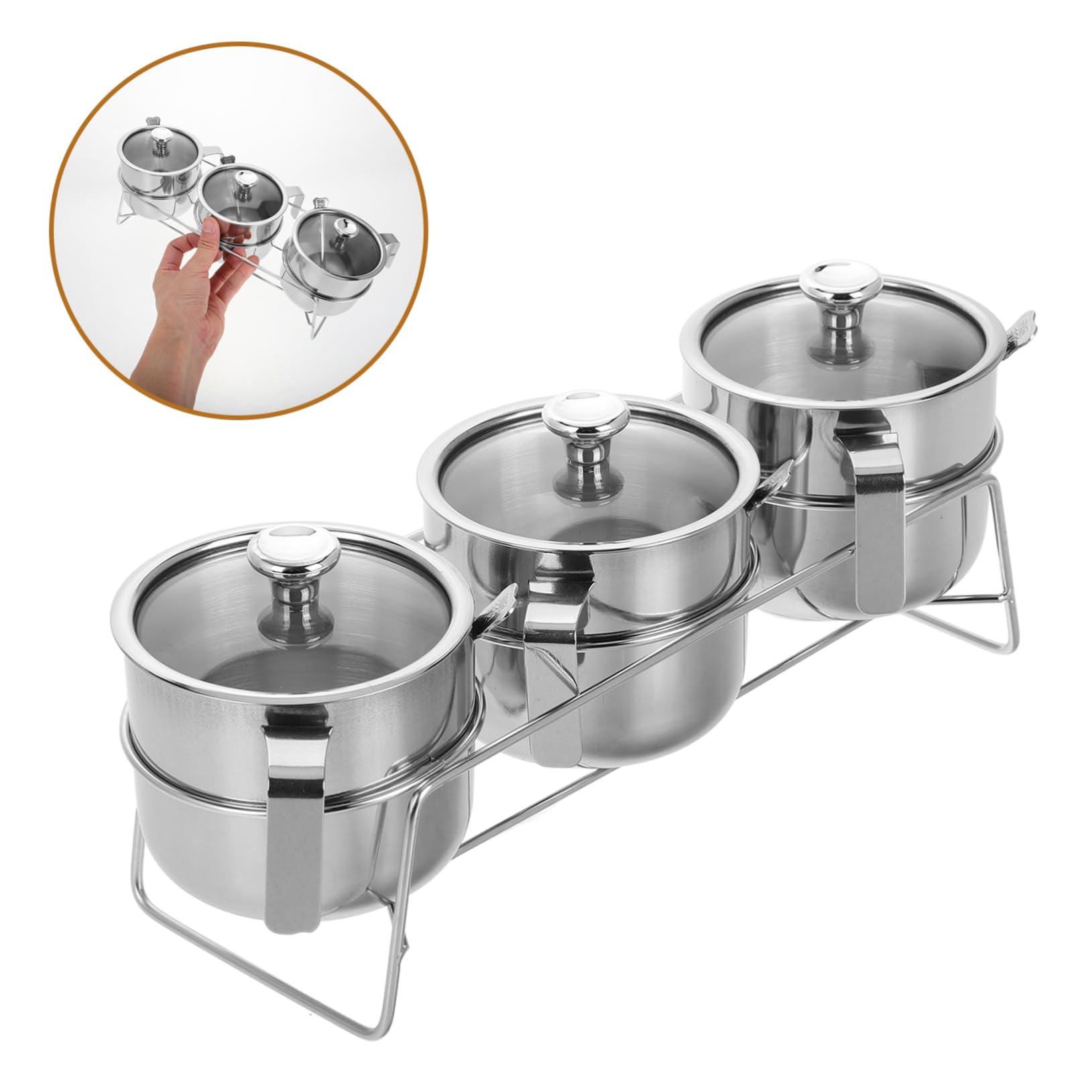 Alipis Tarros De Almacenamiento Inoxidable Frascos Con Tapa Contenedor De Sal y Azúcar Dispensador De Especias Estético