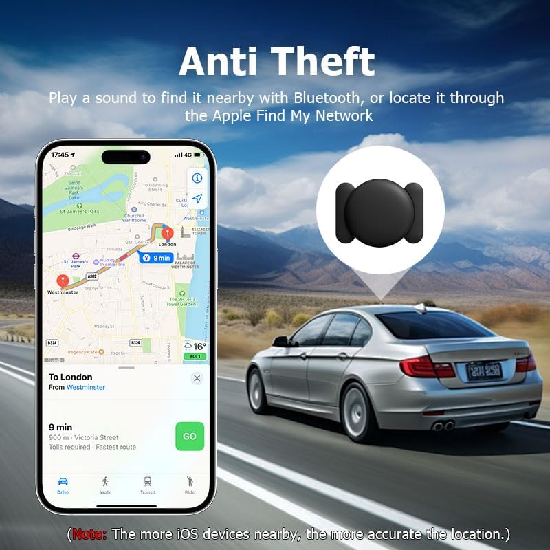 Tracker Device for Vehicles, Car Tracker Works with Apple Find My (iOS Only), Easily Find, Encrypted Location Data, Magnetic Tracking Devices for Cars Hidden, No Subscription Or Monthly Fee