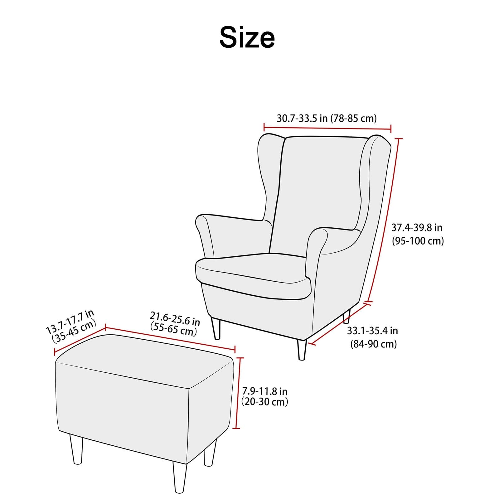 Ohrensessel Überzug Ohrensesselbezüge, Elastisch Weich Sessel Überwürfe Ohrensessel Schonbezüge mit hocker für Wohnzimmer Schlafzimmer Zuhause(Beige)
