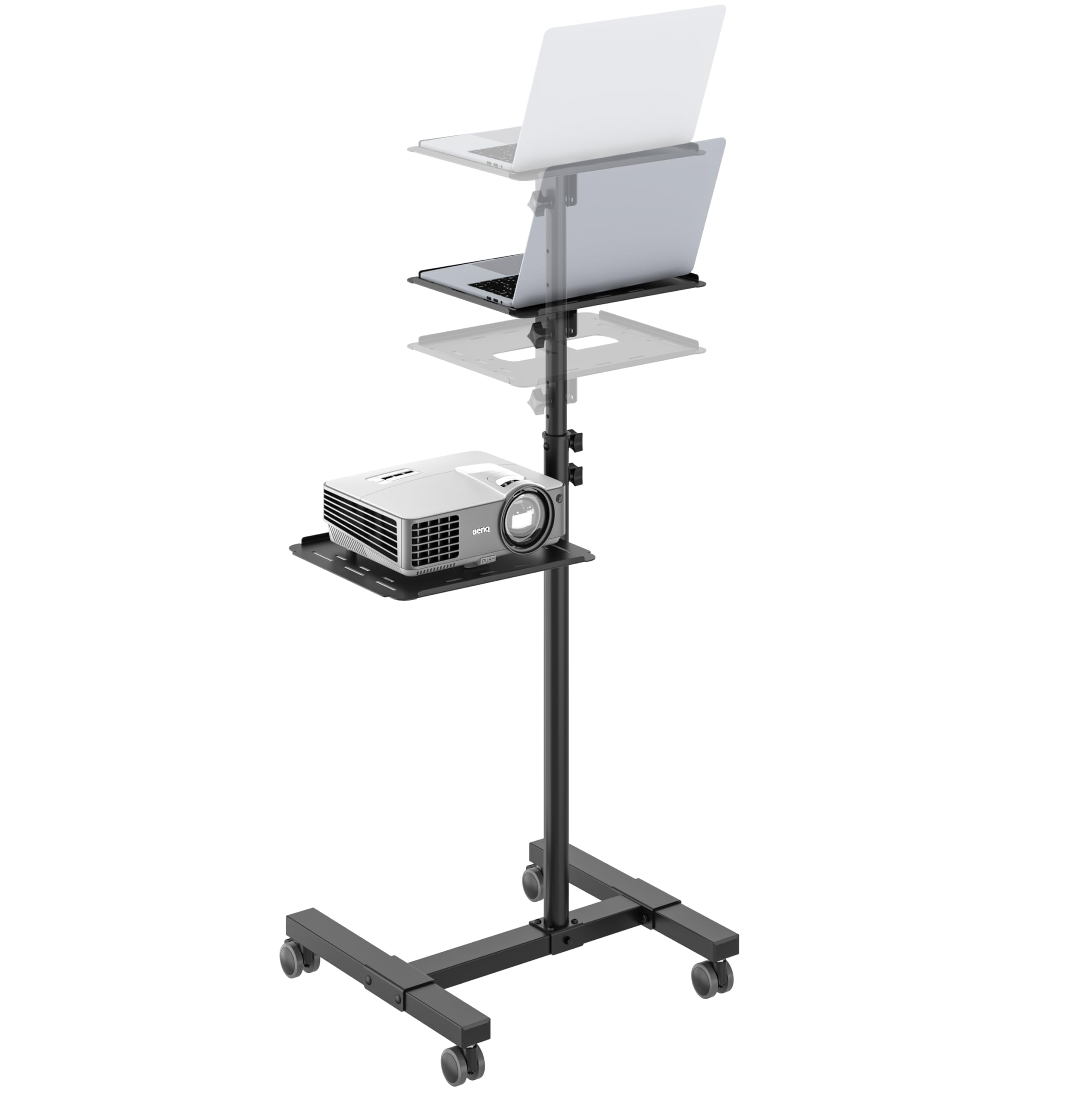 RICOO Soporte proyector Suelo Altura Regulable Elevador Ordenador portátil Universal CZ0800 Ruedas Bandeja Notebook Mesa para Laptop Negro