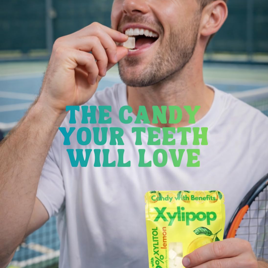 Xylipop 4 Pack (Lemon) – Tooth-Friendly Xylitol Candy | Made with 3 Organic Ingredients | Sugar-Free, Vegan | Healthy Snack for All Ages | 4 x 1.94 oz Pouches