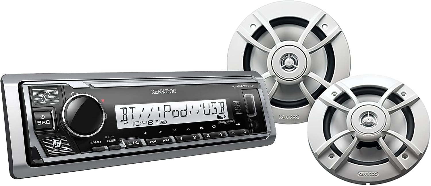 KENWOOD PKG-MR3321BT Marine Audio Receiver Speaker Package KMR-D332BT & KFC-1613MRW