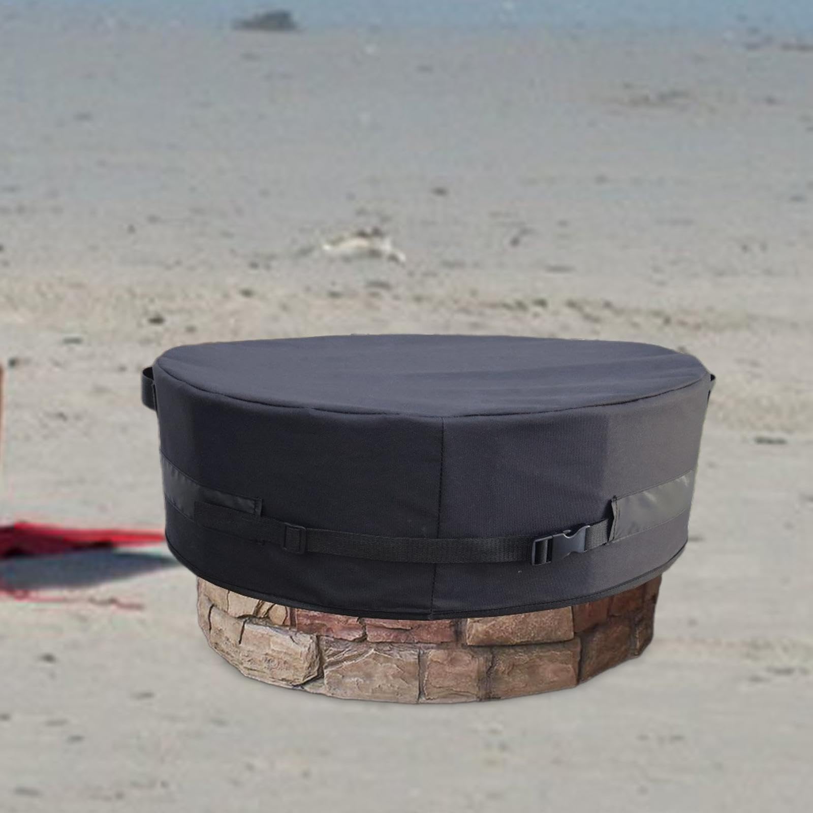 Bothyi Round Fire Pit Cover Firepit Protector Wearproof Heavy Duty Waterproof Garden Furniture Cover Protective Cover for Patio Yard, Large