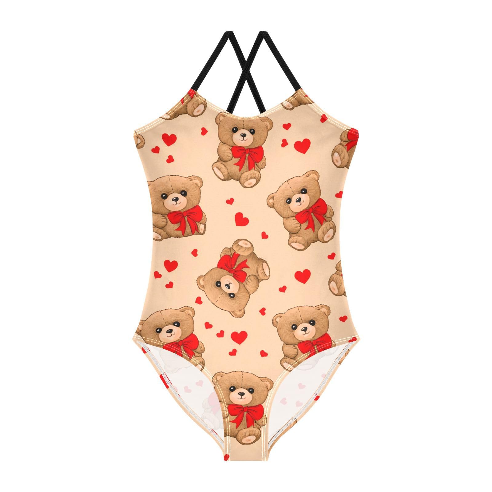 Toddler Cute Teddy Bears Red One Piece Swimsuits for Girls 3T 202c1812
