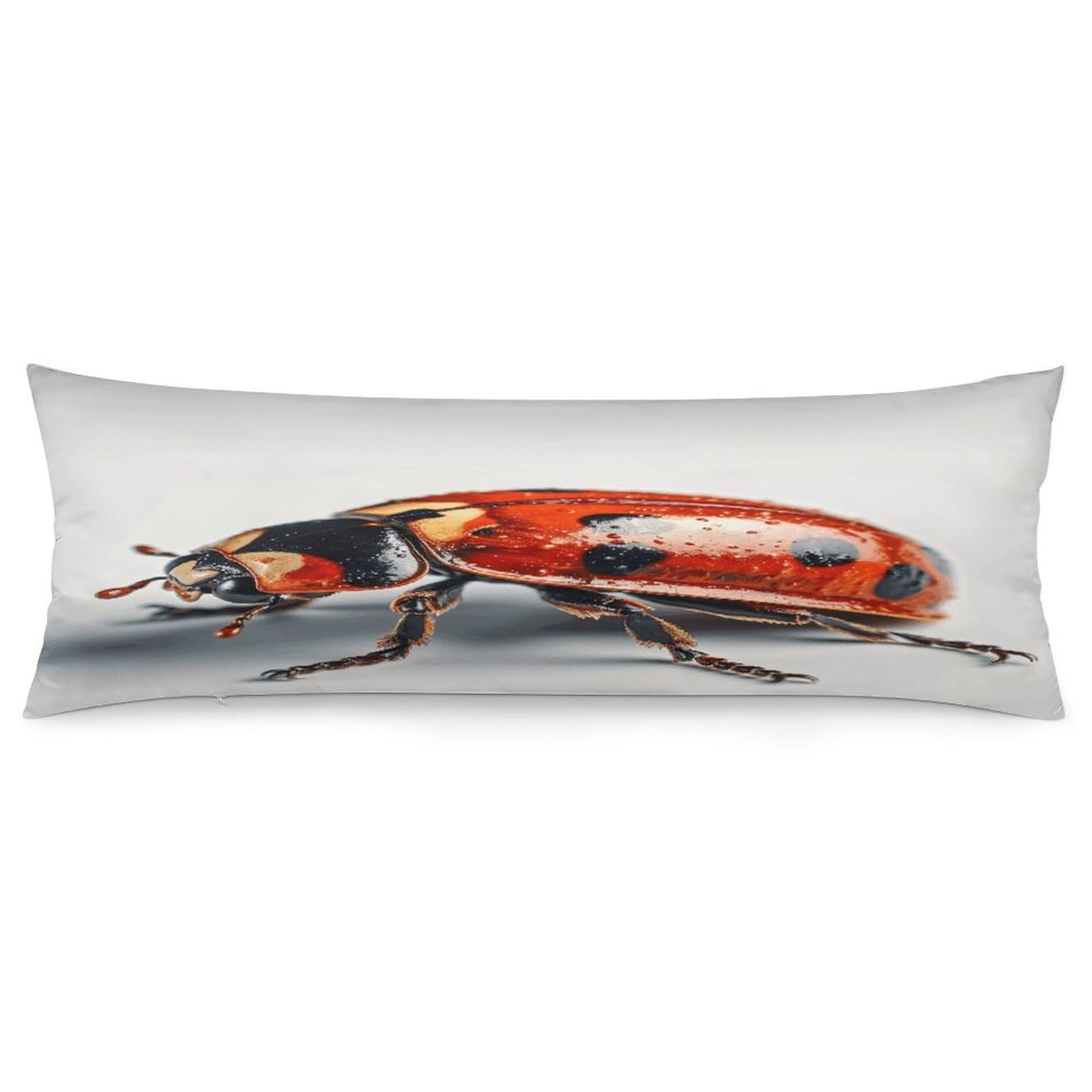 Ladybug on White Background Pillowcase Long Body Pillow Cover Soft Decorative Body Pillow Case Breathable Large Pillowcase Cute Cozy Pillow Protector for Bed Sofa Couch Room 18.9 X 53 Inch