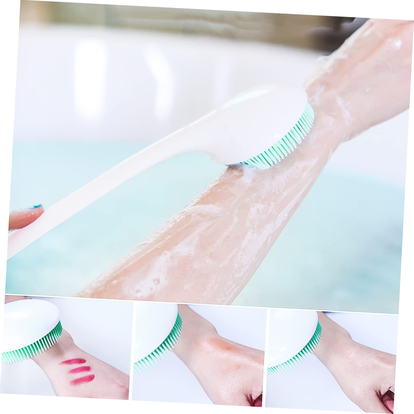 PLAFOPE Spazzola da Bagno in Silicone 2 Pezzi Manico per Pulizia Confortevole e Massaggio della Pelle Blu