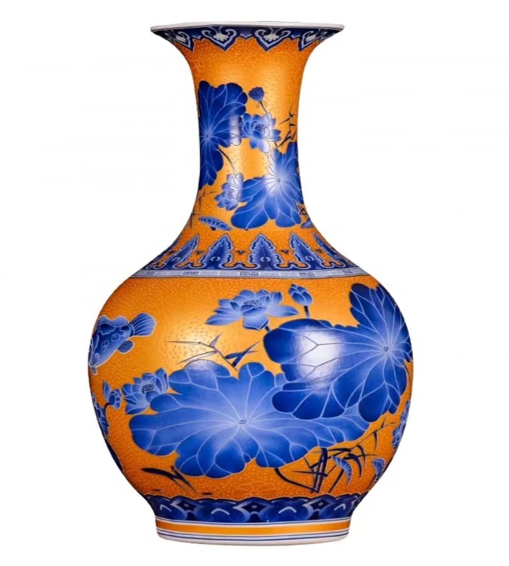 asdchZen Ceramic Colorful Vases Ginger Jar For Home Decor, Temple Jar Enamel Imitated Antique Vase Traditional Chinese Porcelain Dried Flower Vases Decoration-36 * 22 Cm