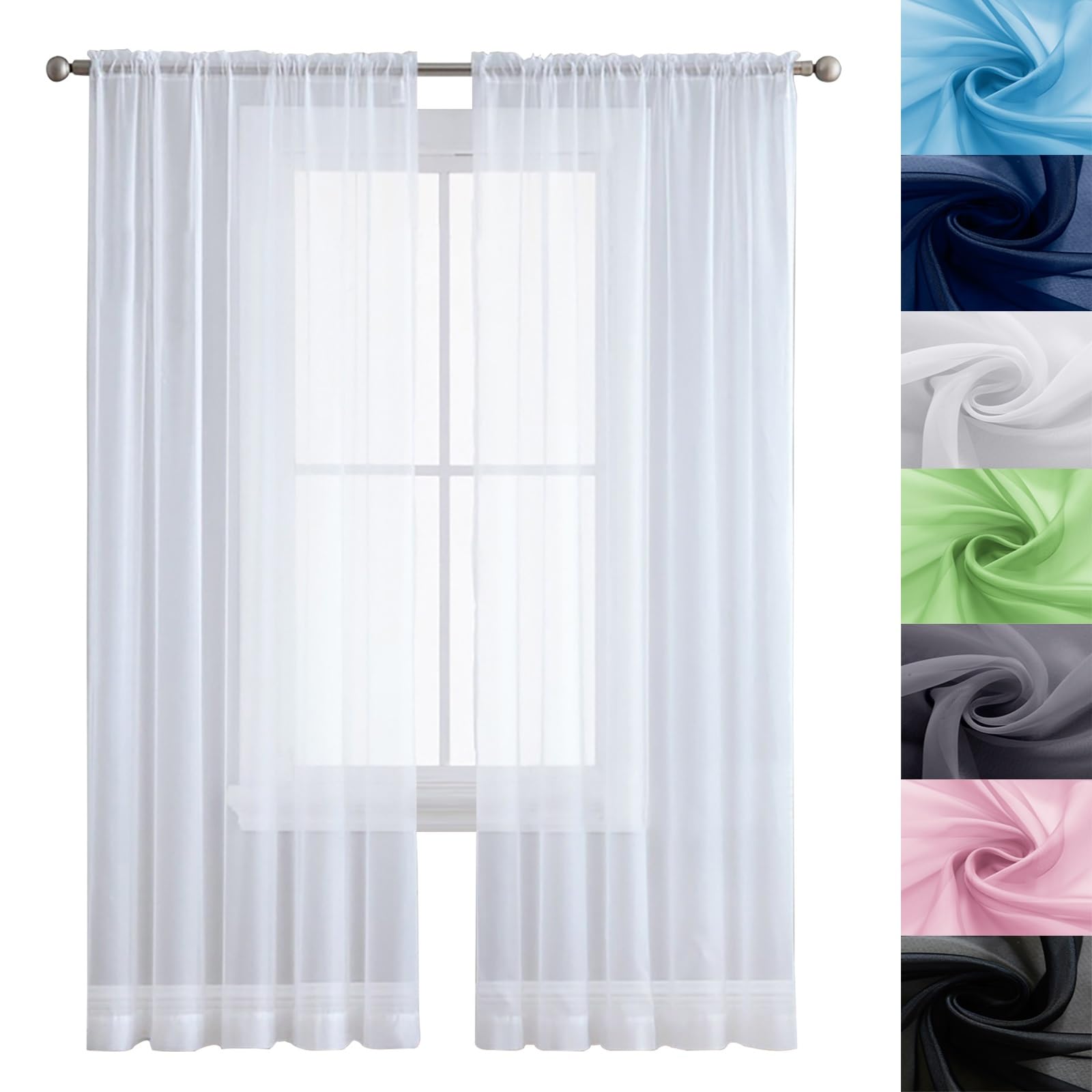 GAIFNAG Cortinas Salon Modernas Translucidas 140 x 120 cm Aislantes Frío Calor Luz Cortinas Largas con Ojales Translúcida Visillo Moderno para Ventanas Salon/Cocina, Blanco