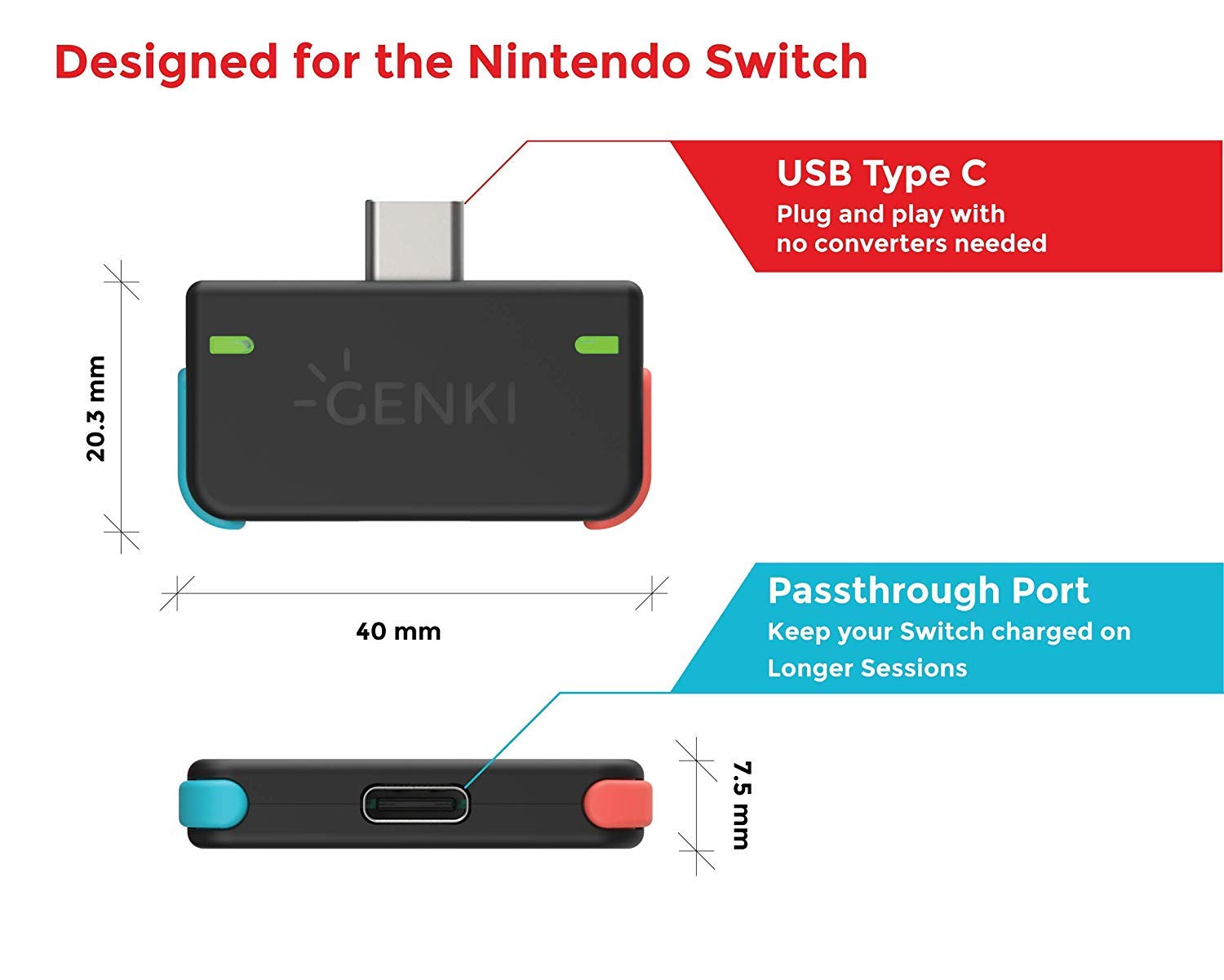 赤字即発送/新品Genki Switch用ワイヤレスオーディオアダプタ Amazon.co.jp: GENKI USB-C オーディオアダプター【ネオンブルー