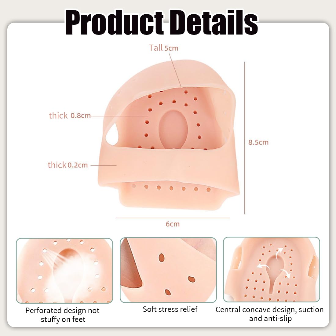 Protector de Talón de Gel para Fascitis Plantar - Copa de Talón para Hombres & Mujeres, Talla 36-43, Alivia Dolor de Tendón de Aquiles & Talones Agrietados