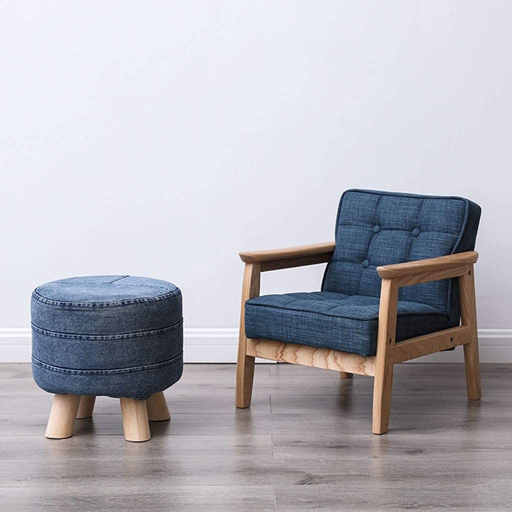 Amazon.com: ZJYWMM Ottoman Footstool Denim Round Footstool