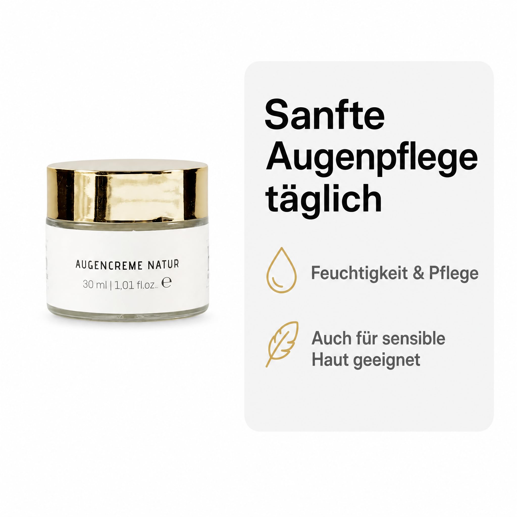 KS Beauty Augencreme Natur mit Aloe Vera & Arganöl, 30 ml | Kornblumenextrakt, Glycerin, Vitamin E