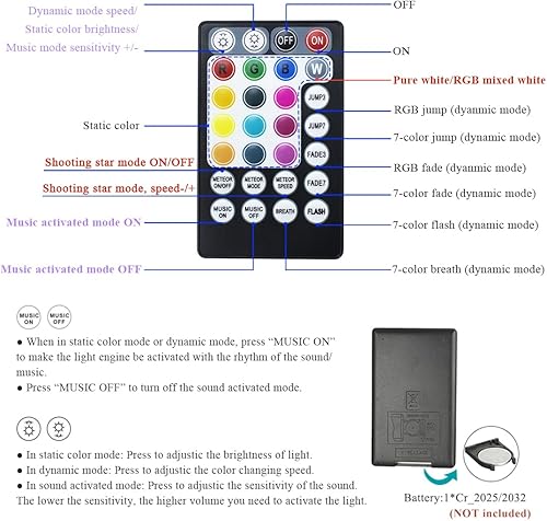 Miniatura 3 de AKEPO - Kit de luz musical RGBW de 16 W, parpadeante, efecto meteoro, controlada a través de aplicación, para el hogar y el automóvil, 430 unidades