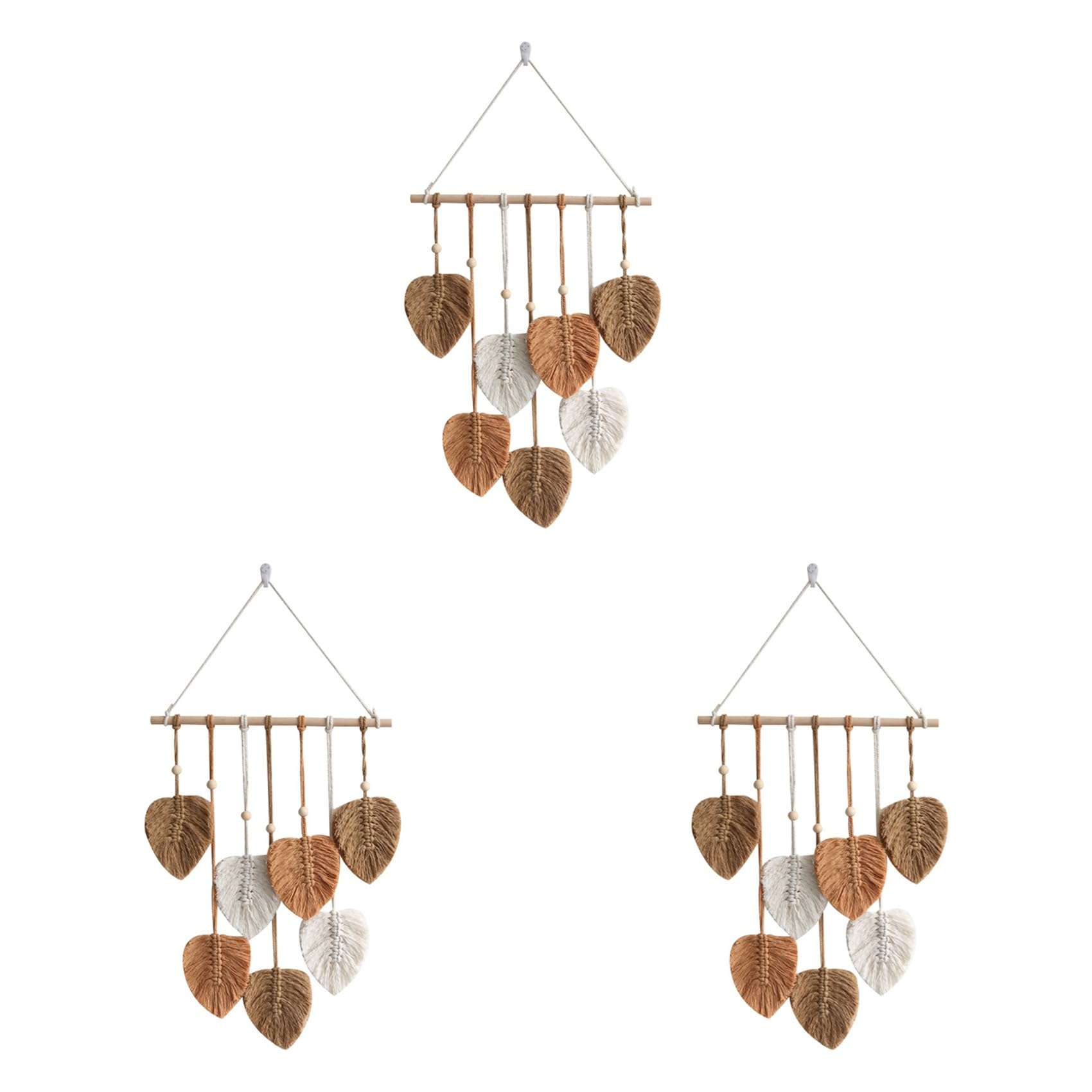 Vjsujehgy 3X Leaf Macrame Wall Hanging Boho Room Home Decor Woven Aesthetic Wall Tapestry Home Room Wedding Decoration Khaki
