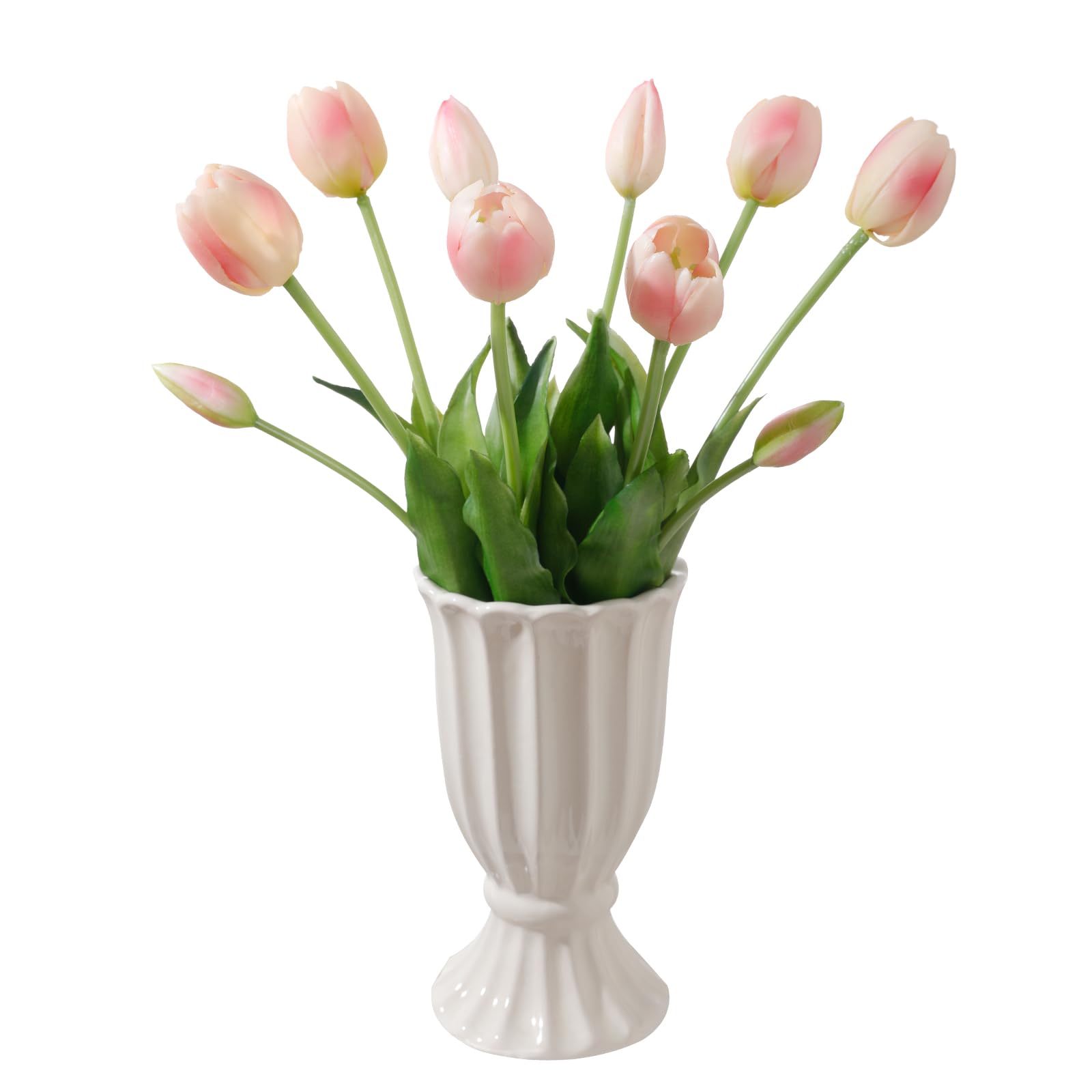 dallisten 10PCS Artificial Tulips, Soft Touch Meat Pink Faux Latex Flowers Lifelike Fake Tulip Bouquet Flowers Arrangements for Wedding Home Kitchen Garden Table Party Decoration