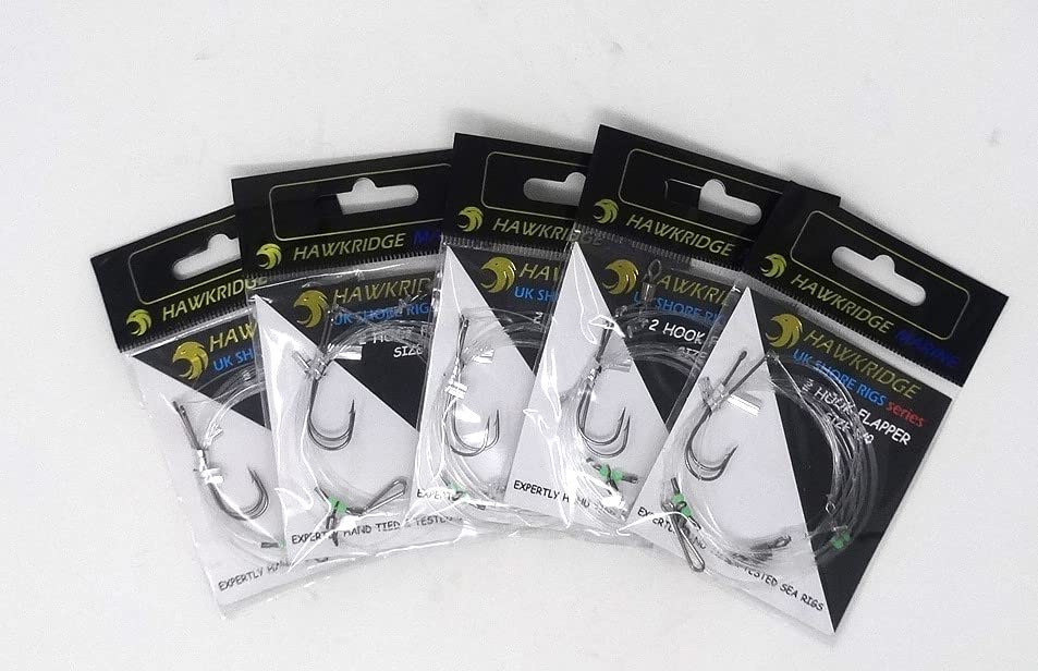 HAWKRIDGE RIG PRO SERIES, 5 Packs of Double Hook Type Commercial Quality FLAPPER Ready Tied Rigs - Image 4