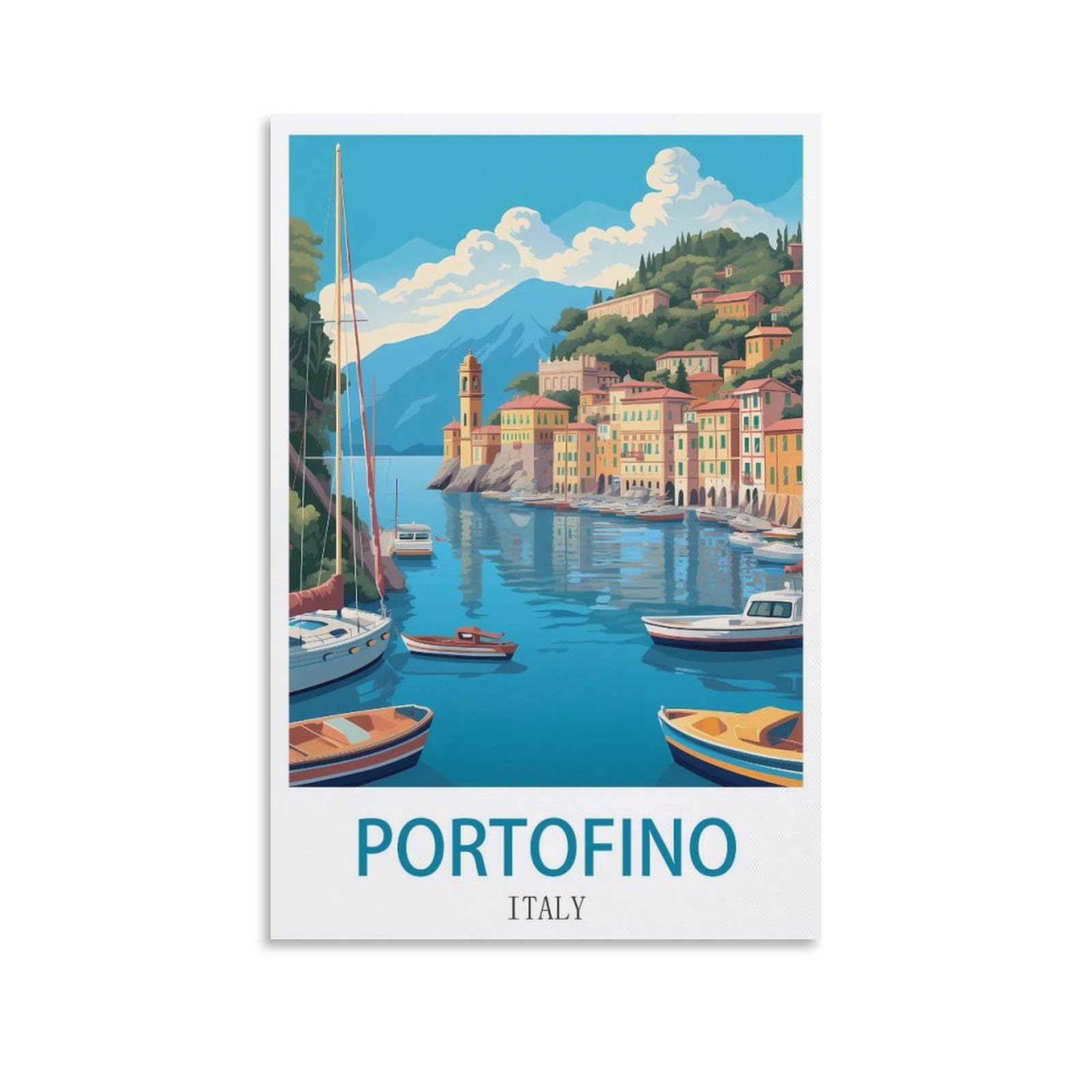 FZYUEN Portofino Italy Vintage Travel Posters 24x36inch(60x90cm) Canvas Wall Art Prints for Wall Decor Room Decor Bedroom Decor