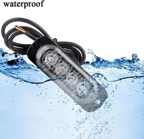 Miniatura 10 de KaiDengZhe 4 unidades, 6 LED, azul, ultra delgado, función de sincronización, advertencia, baliza de emergencia, advertencia, intermitente,