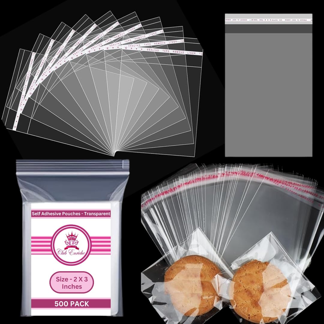 Club ENRICHE Self Adhesive Pouch (500 Pouches - 1.5X3 Inches) Transparent Plastic/Polythene BOPP,Seal King Bag,Cellophane bags | Reusable Pouches for Jewelry,Packing,Storage (1.5x3 Inches) (B0D77KBRL7) Amazon Price History, Amazon Price Tracker