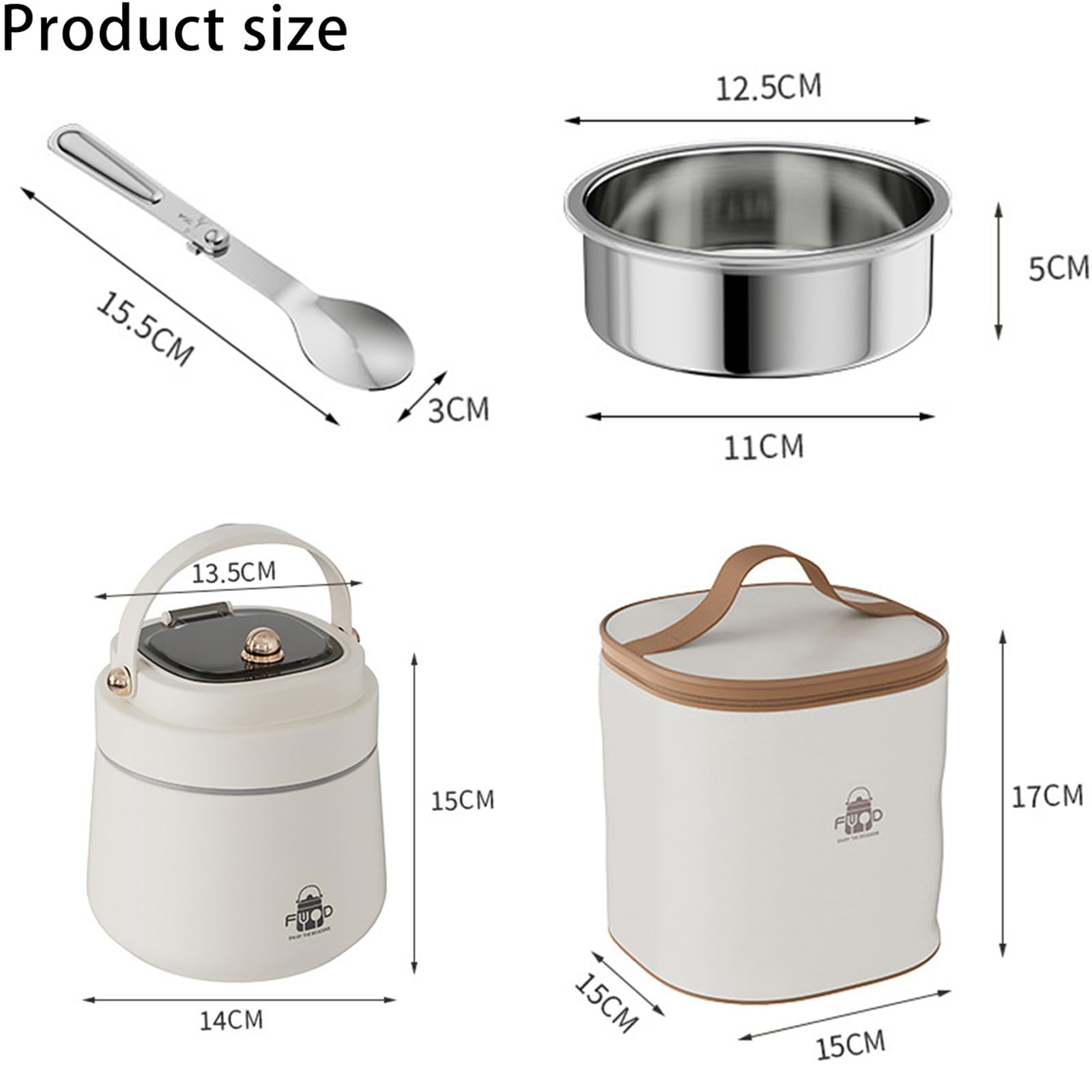 LANMOU Termo Para Comida Caliente 1200ml Recipiente Térmico Para Comida, Frasco Acero Inoxidable Contenedor Térmico con Bolsa Aislada e Cuchara Plegable, a Prueba de Fugas, Para Bebe Adultos y Niños