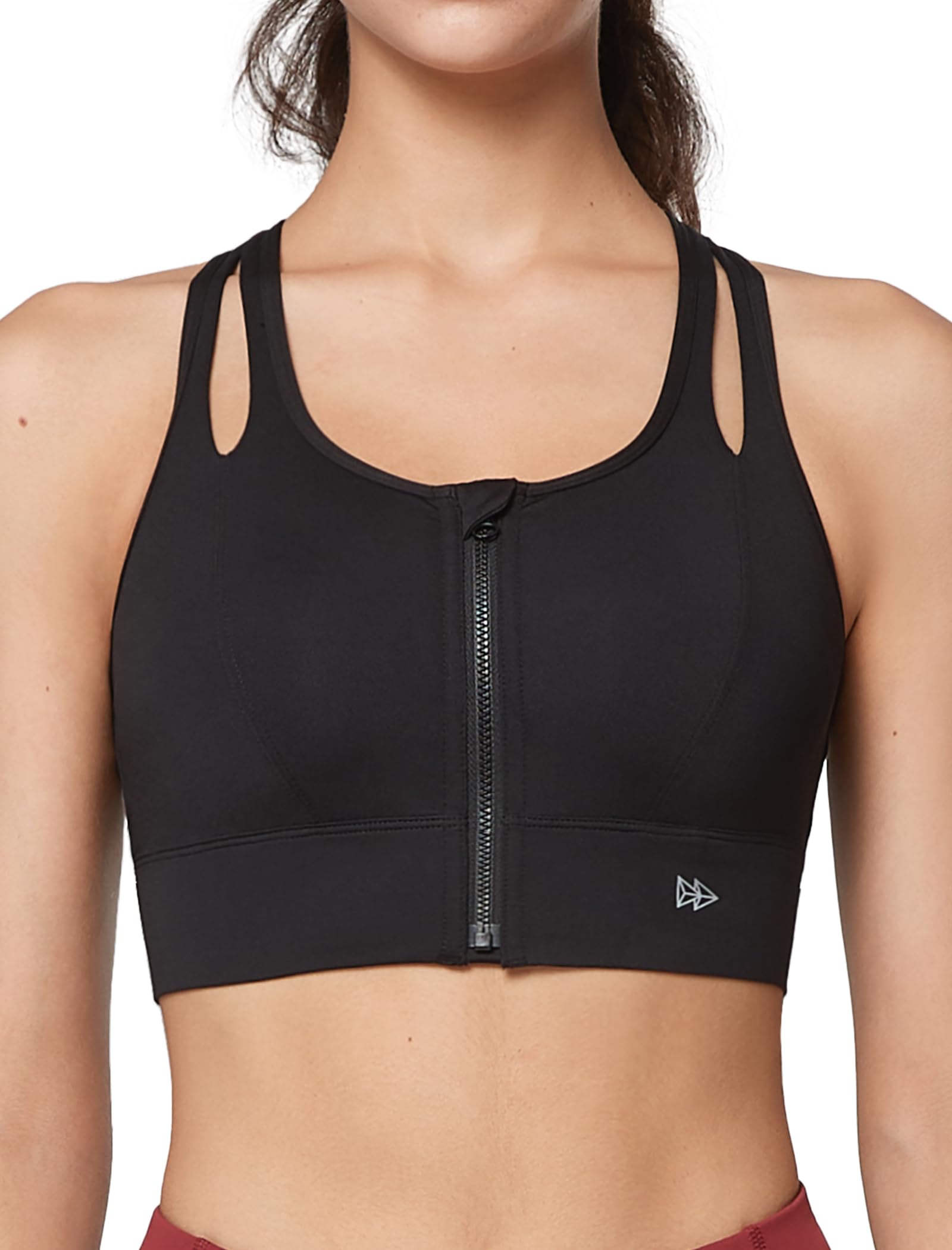 Yvette Sport-BHs für Damen, hohe Schlagfestigkeit, Reißverschluss vorne, Lauf-BH in Übergröße, kein Hüpfen, mit Racerback und eingenähten Pads