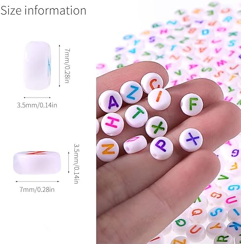Miniatura 4 de Bxwoum 100 cuentas de la letra S de 0.157 x 0.274 pulgadas, cuentas acrílicas del alfabeto, letras blancas redondas de colores, letras S, para hacer