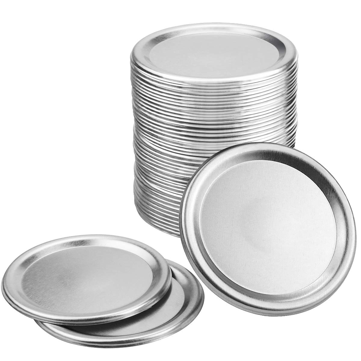 Owevvin40 Pieces Regular Mouth Mason Jar Split-Type Lids with Silicone Seals Rings, Silver Mason Storage Lids Mason Jar Caps (Not Include Band)