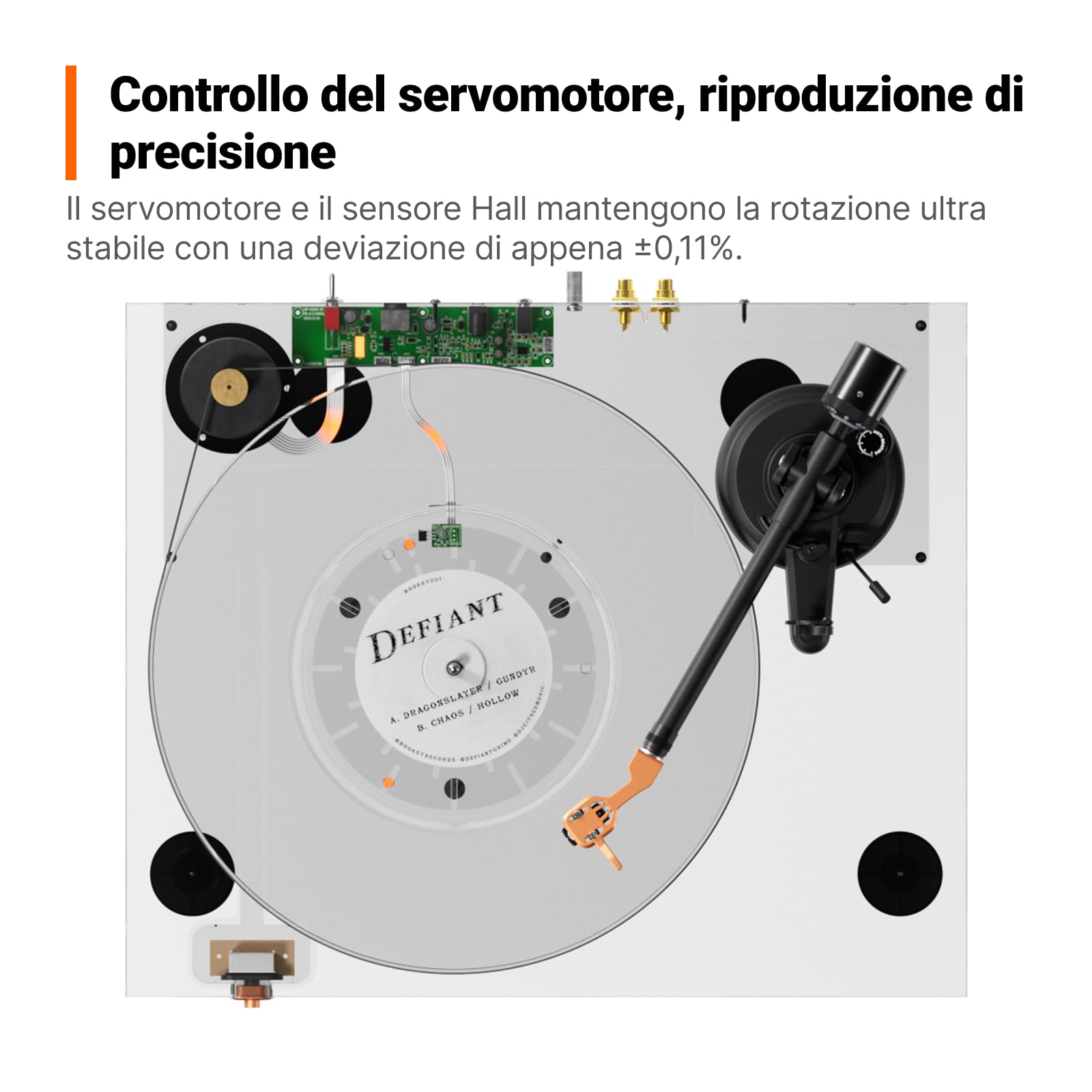 Fosi Audio LUNA3 Giradischi Vinili Hi-Fi, Lettore con Testina VM95E, Piatto in Acrilico, Controllo Motore Servo, Senza Preamp Integrato, Braccio Alluminio, Giradischi Vinile