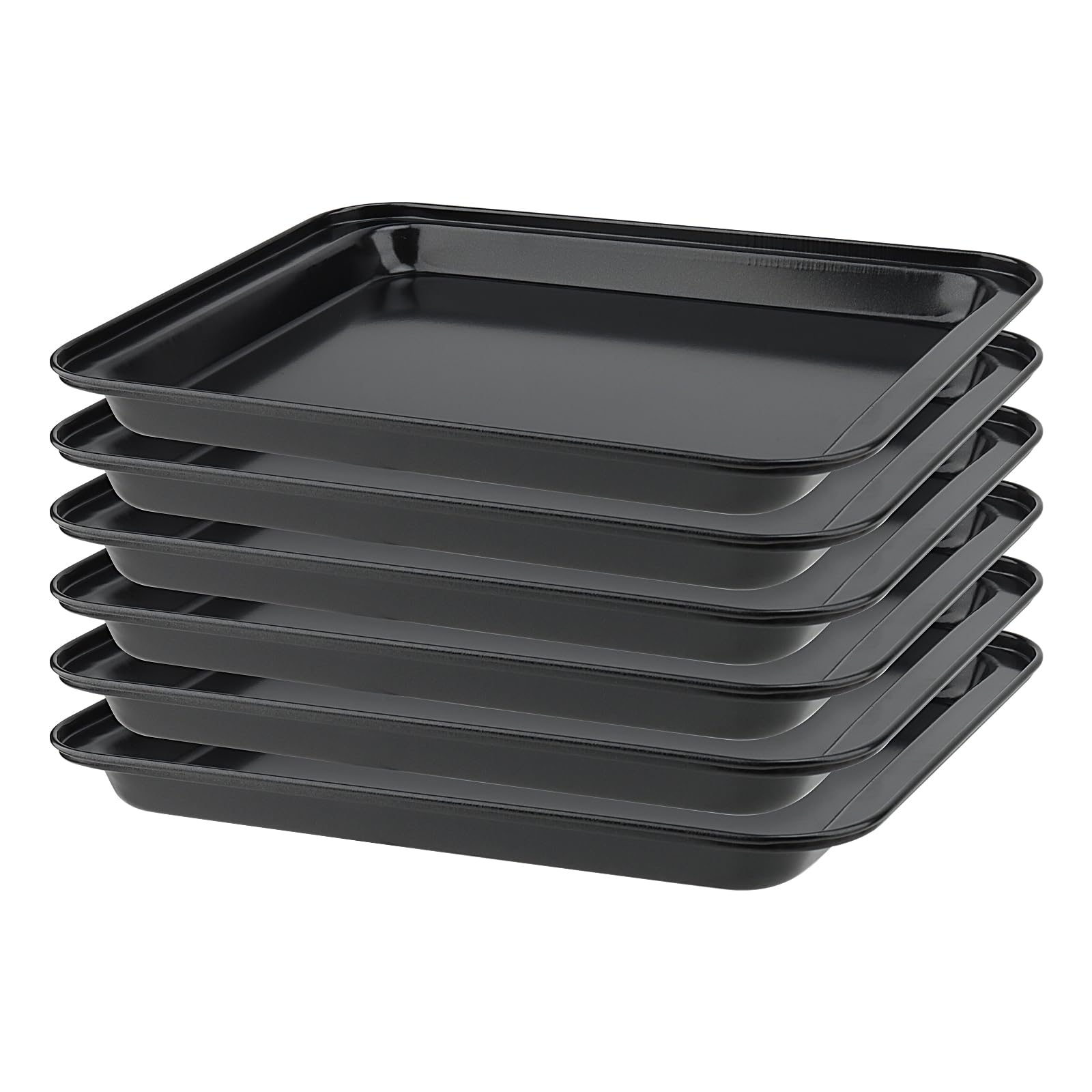 KEILEOHO6 PCS 24 x 18 x 2cm Black Essentials Baking Tray Set, 9.4 x 7 Inch Rectangle Carbon Steel Roasting Pan Sheet, Oven Non Stick Tins for Cooking Toaster