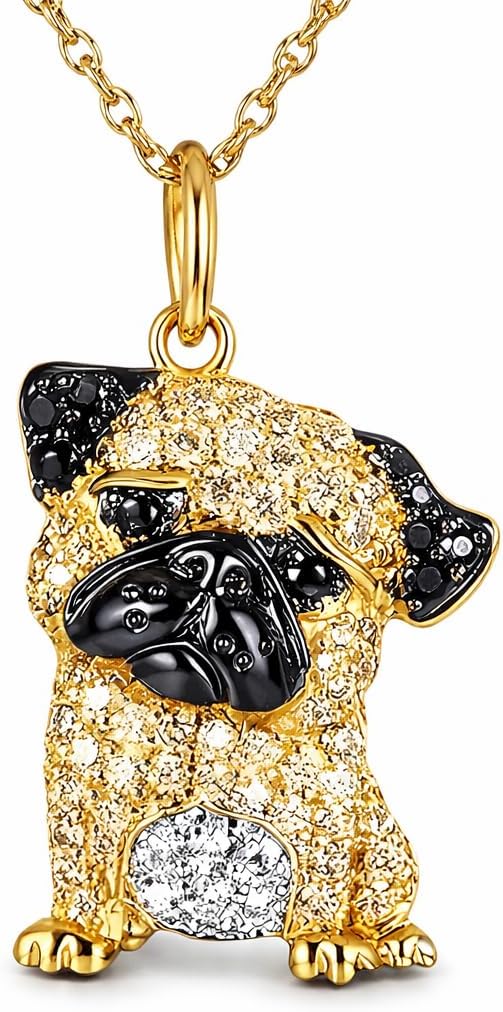 Dog Lovers' Necklace - Different Breeds of Dogs, Synthetic Black and White Zirconia Accented, Golden Retriever, Pug, Corgi, Boxer, and more! Trendy Alloy Chain, Fashion Themed Jewelry Accessory for Men or Women, Pet Lover Gift for Birthday and Holiday, Durable and Long-Lasting, Hypoallergenic and Nickel-Free, Everyday Wear