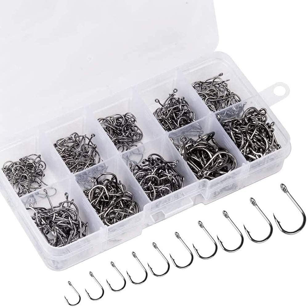 ELITEWAVE 500Pcs Fishing Hooks 3#-12# Carp Single Fish Hook Set Fly Fishing Accessories Jig Sea Hooks