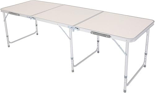 Mesa plegable de aleación de aluminio con asa altura ajustable color blanco 709 x 236 x 276in