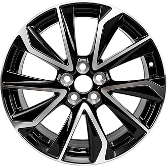 17-Inch Aluminum Wheel Rim for Toyota Corolla 2019-2022, 5x100mm, Black/Machined, 7.5-Inch Width