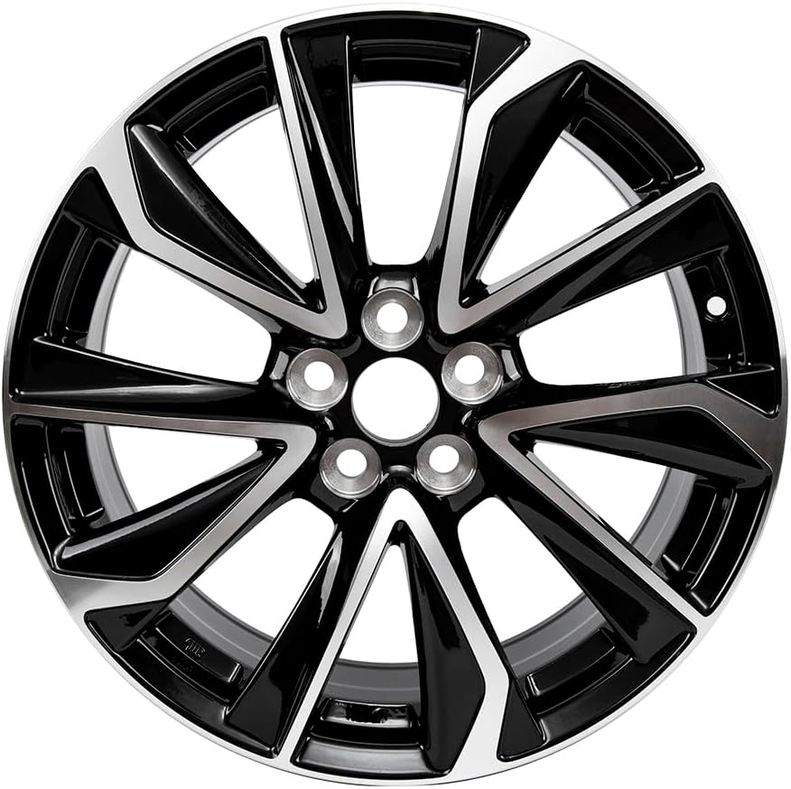 17-Inch Aluminum Wheel Rim for Toyota Corolla 2019-2022, 5x100mm, Black/Machined, 7.5-Inch Width
