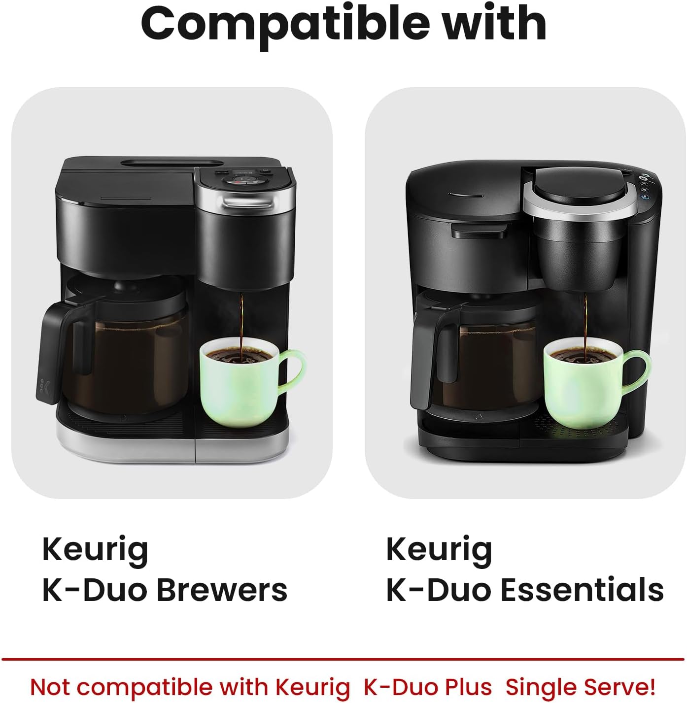 Reusable Coffee Filter For Keurig K Duo,Stainless Steel Reusable 8-12 Cup Basket for K-Duo Essentials and K Duo Brewers Makers, 2 Pack Reusable K Cups and 1 coffee filter