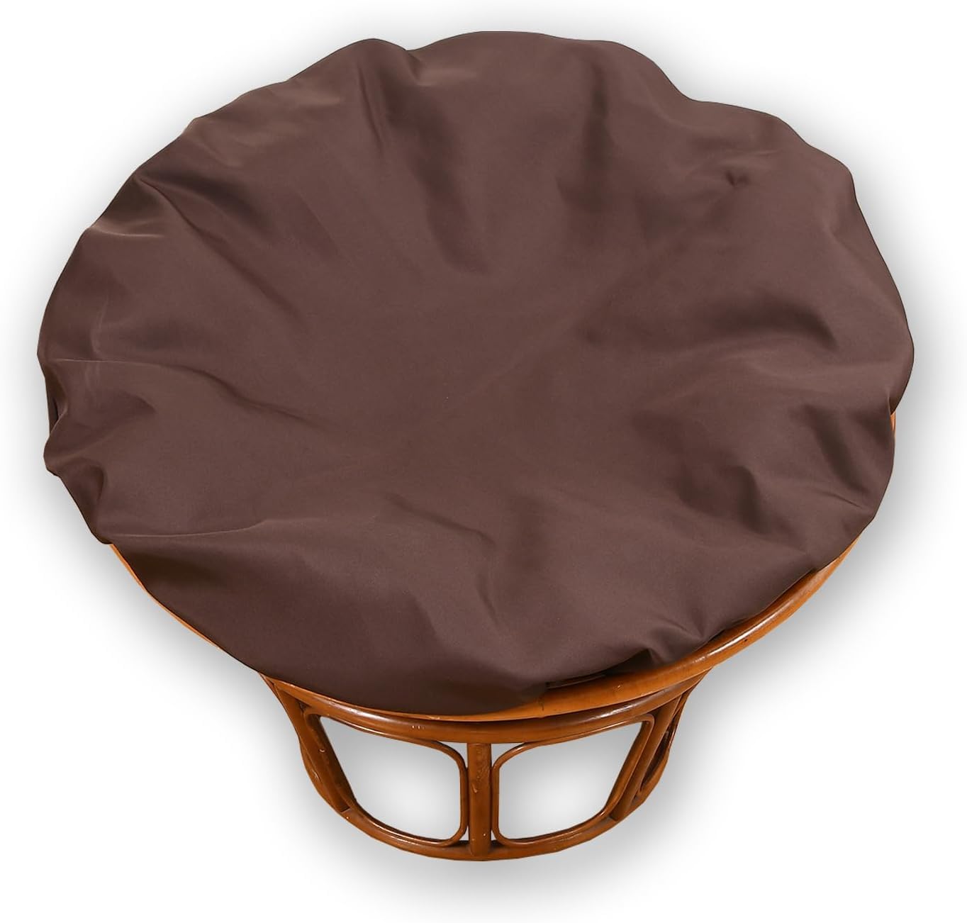 YongXinMY Waterproof Papasan Cushion Cover Only – Outdoor Round Radar Chair Slipcover with Zipper and Ties Anti-Slip Seat Pad Protector for Garden Patio Saucer Chair Moon Chairs (Coffee,47in)