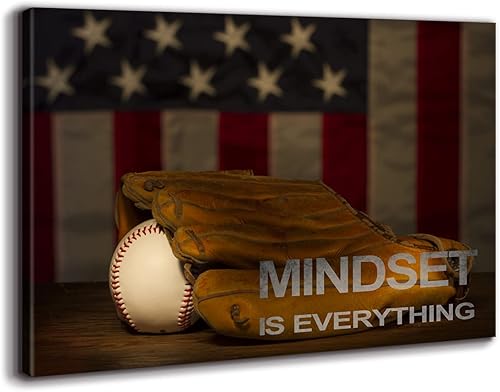 KAWAHONE Arte de pared con temática motivacional de esgrima deportiva de arte de pared Mindset is Everything- Esgrima deportiva para decoración de