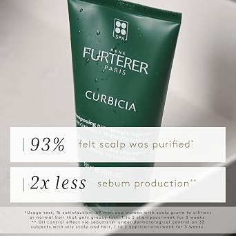 شامبو Rene Furterer CURBICIA Purifying Lightness - لفروة الرأس الزيتية - التحكم في الزهم - 5 فلوريدا. أونصة.