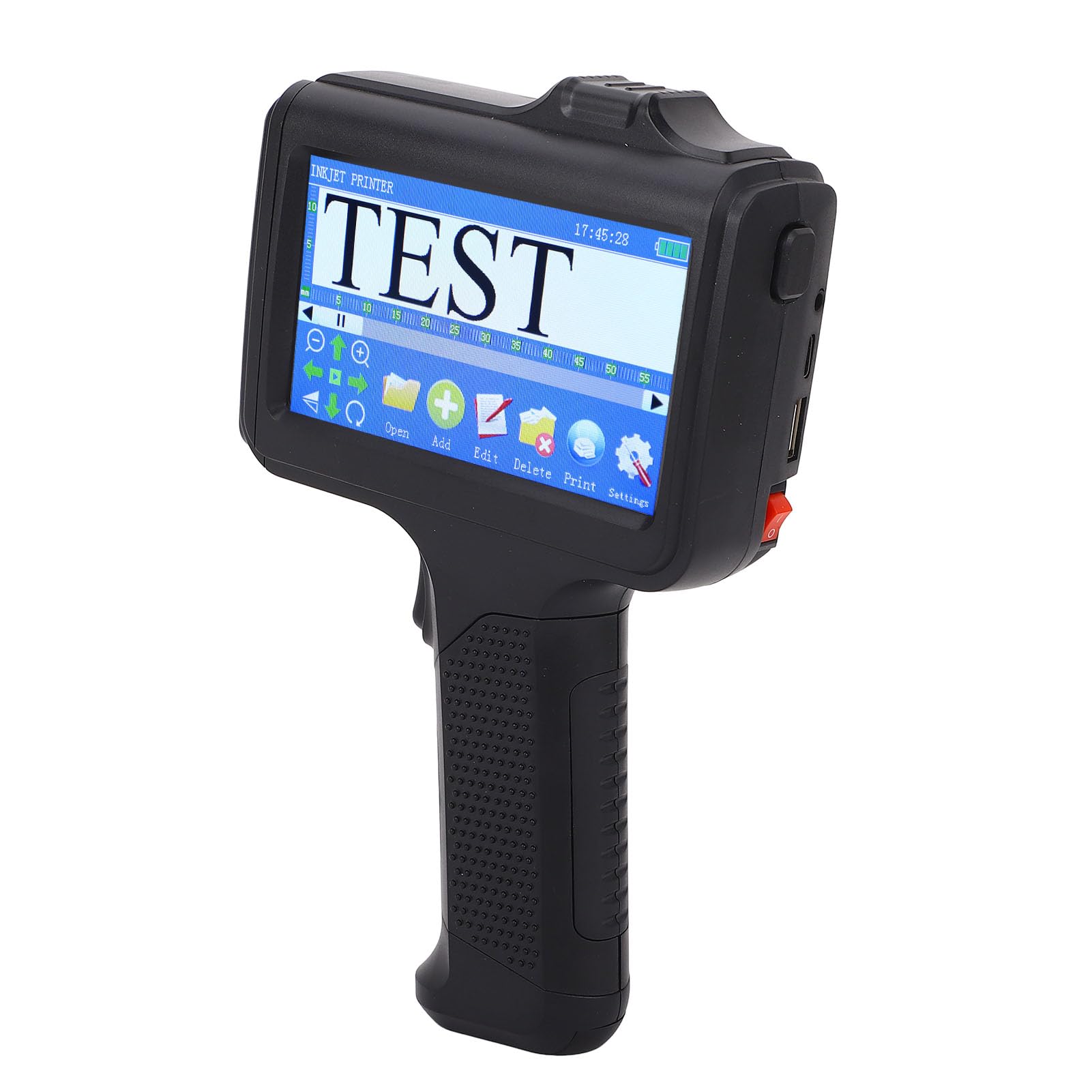 FTVOGUE Handheld-Tintenstrahldrucker, Tragbarer Tintenstrahlkodierer mit 4,3-Zoll-Touchscreen, Unterstützt 12,7 Mm Druckhöhe für Industrieverpackungen aus Holz, Kunststoff, Stoff