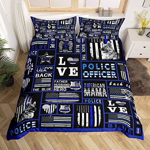Homemissing Cute Dog Parure de Lit 240x260cm Police Dog Housse de Couette pour Enfants Garçons...