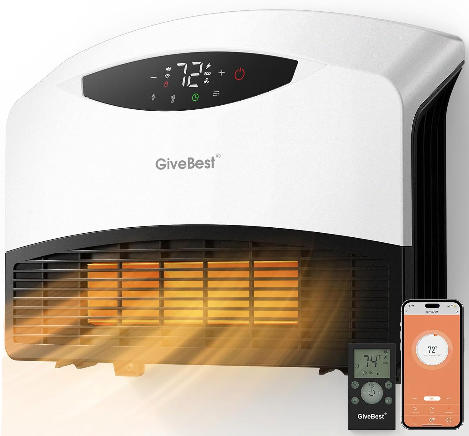 GiveBest Electric Wall Heater with WiFi and Remote Control Floor or Wall Mounted Heater Large Room Coverage 3