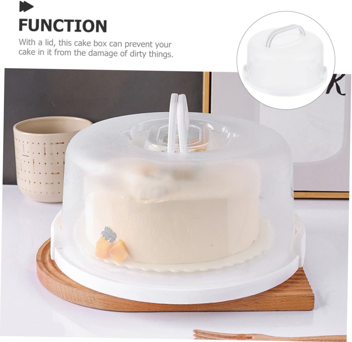 Portable Cake Carrying Box with Lid, 10 Inch White PP Cake Carrier Box Xmas
