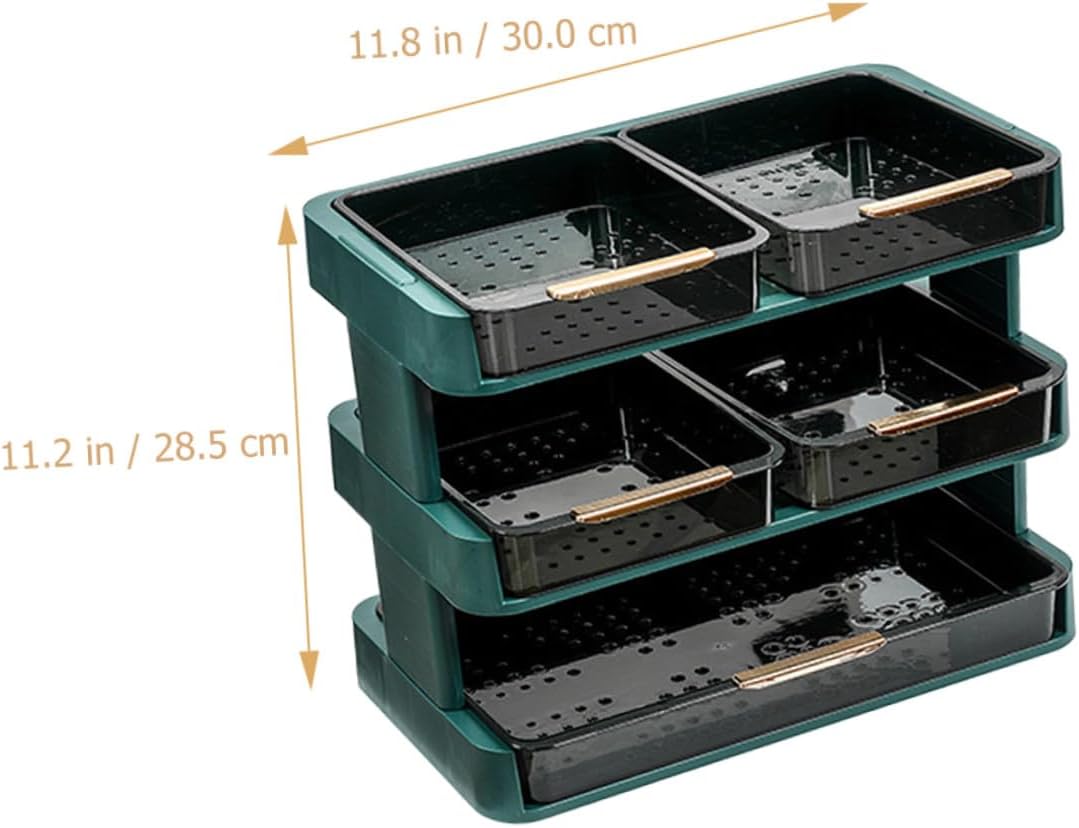 Multi-Layer Kitchen Storage Rack 3-Tier Plastic Vegetable Holder with Drainage Tray Stackable Hot Pot Side Plate Organizer for Countertop Food Storage