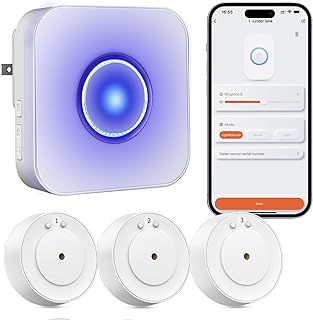 Water Leak Detectors for Home, WiFi Smart Sensor Water Alarm Leak Detector SMS & APP Real-time Notification, Remote APP Control 100dB Adjustable Alarm, w/Alexa Google Assistant for Basement