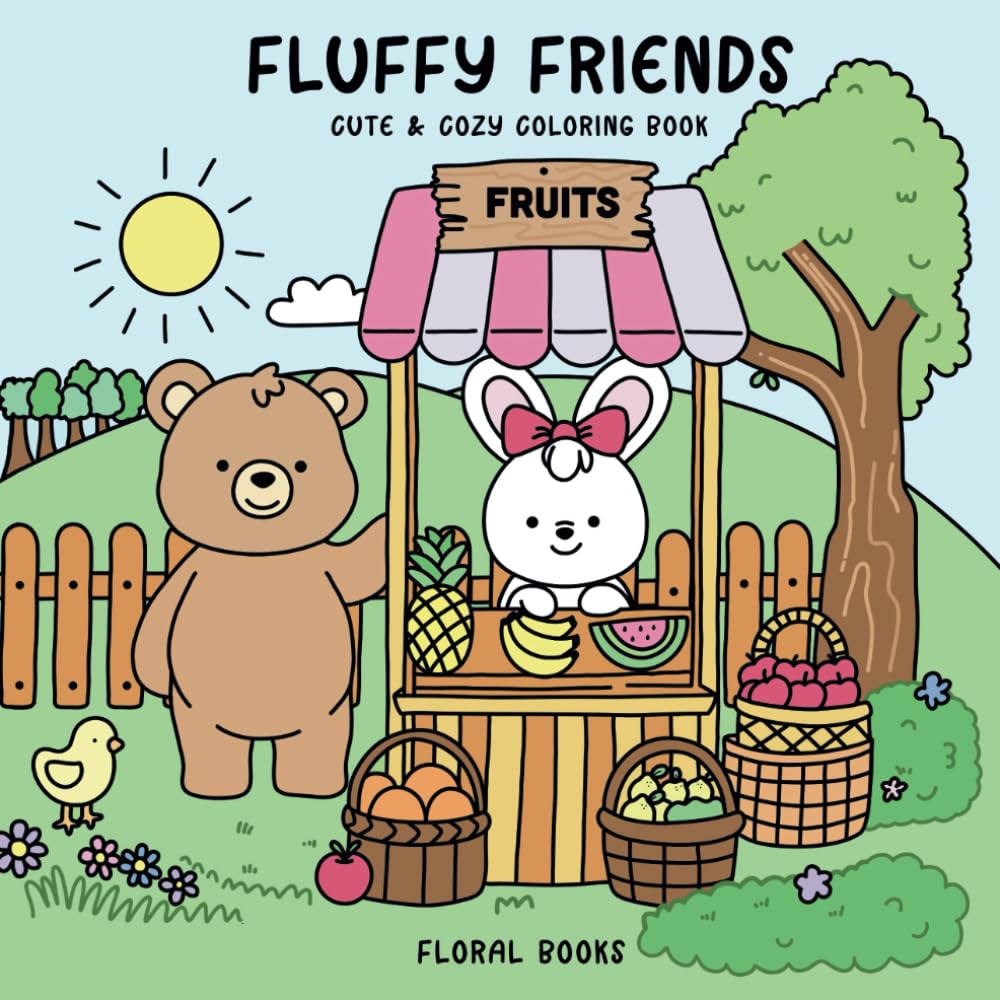 Fluffy Friends: Coloring Book for Adults and Teens Featuring Cute and Adorable animal characters for Relaxation and Stress Relief (Fluffy Friends Coloring)