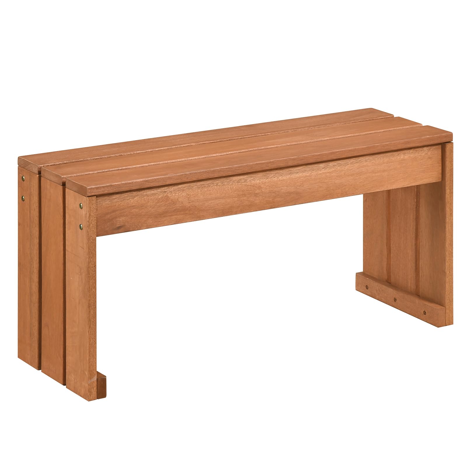 COSTWAY Gartenbank ohne Lehne, Sitzbank Holz Wetterfest, Holzbank, Balkonbank aus Hartholz, Blumenbnk für Garten, Balkon, Terrasse, 90 x 30 x 44 cm